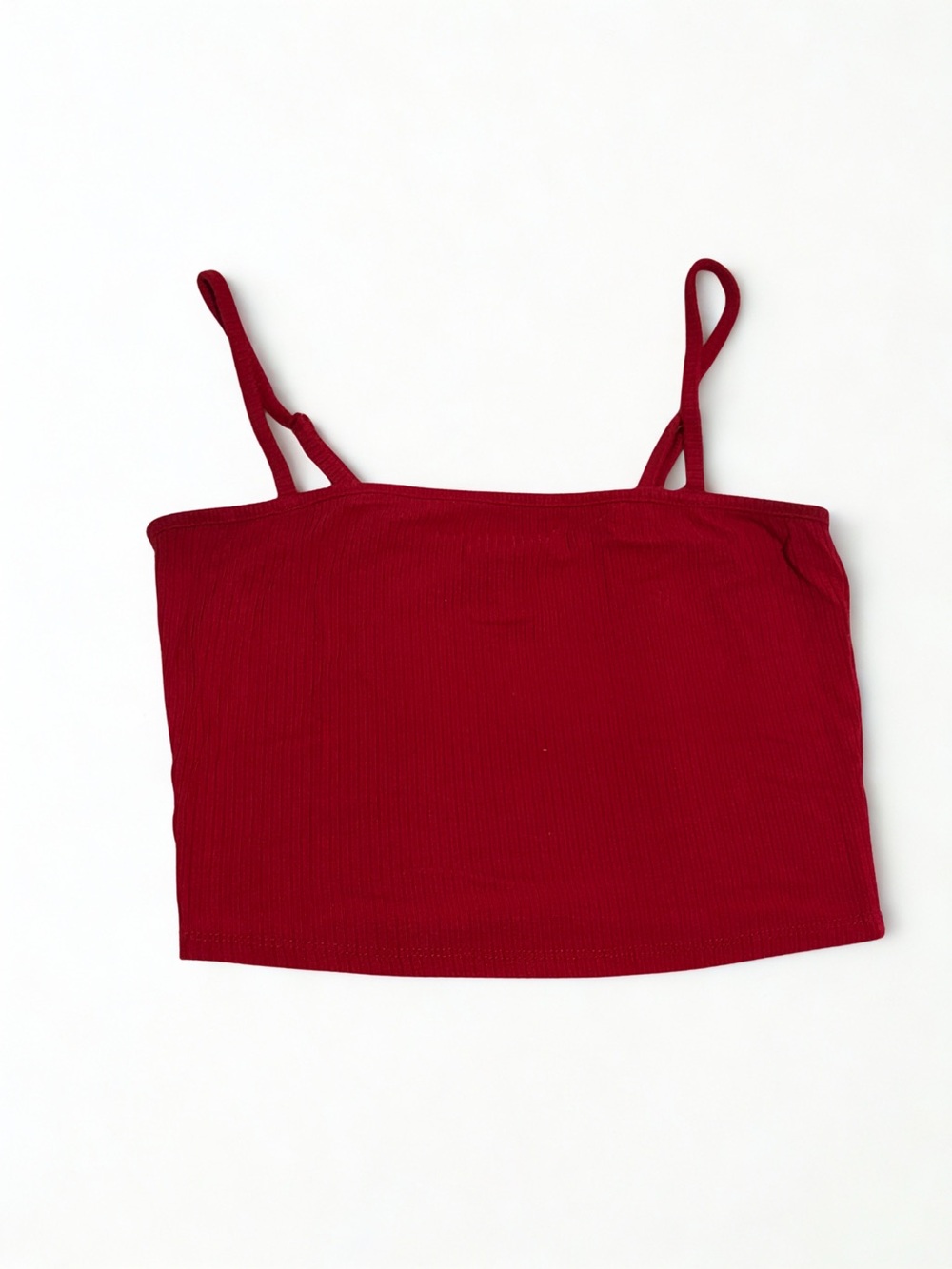 Bozzolo Red Ribbed Cropped Cami Tank